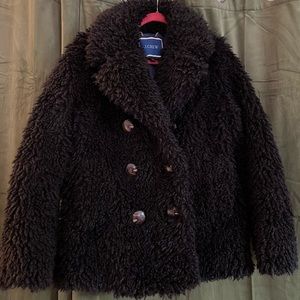J. Crew Black Sherpa Peacoat Size M